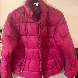 Time and Tru Women's Puffer Jacket - Deep Pink